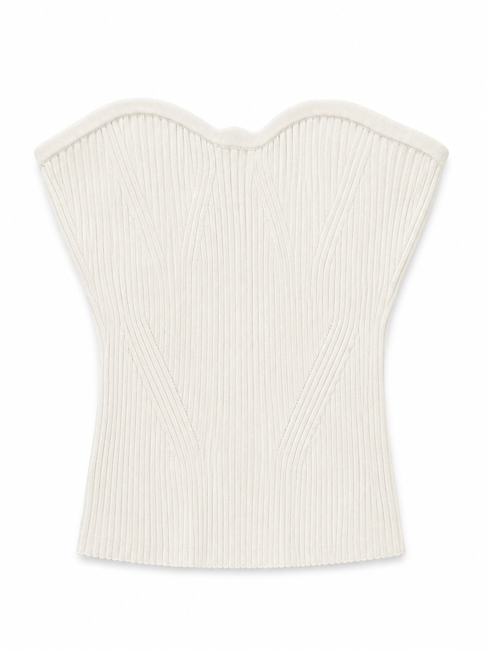 L’Academie Ivory Ribbed Knit Strapless Corset Top – Size S